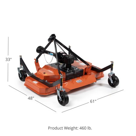 Titan Attachments 3 Point PTO Finish Mower, 60" Cutting Width, Category 1 Hitch, Rear Discharge, Requires 25?40 HP tractor, 60"