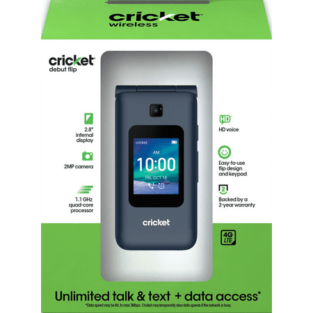 Cricket Wireless Debut Flip, 4GB, Navy Blue - Prepaid SmartFlip Phone