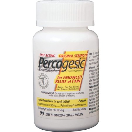 Percogesic Tablets 90 Tablets [Acetaminophen/Diphenhydramine] (Pack of 2)