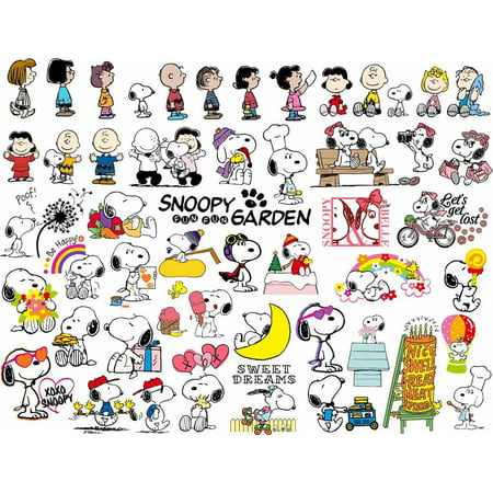 The Peanuts Family Snoopy Colored All Cartoon Character Wall Art Sticker Vinyl Decals Girls Boys Children Bedroom House School Wall Decor Removable Sticker Peel and Stick (20x10 inch), 20" x 10"
