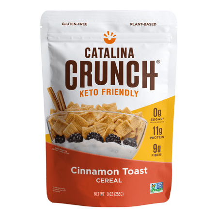 Catalina Crunch Cinnamon Toast Keto Cereal, 9oz Bag | Low Carb, Zero Sugar, Gluten & Grain Free, Fiber | Keto Snacks, Vegan Snacks, Protein Snacks | Keto Friendly Foods
