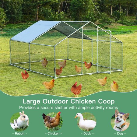 Gymax Large Walk In Chicken Coop Run House Shade Cage 10'x13' with Roof Cover Backyard, 10' x 13'