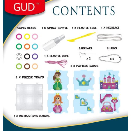 Kids DIY Water Fuse Non Iron Super Beads Girls Arts and Crafts Toy Set. Girls Indoor Activity Fun Project Little Princess Crafts Kit for Girls. Birthday Gift Age 4 5 6 7 8 9 Year Old Girl Perler Beads