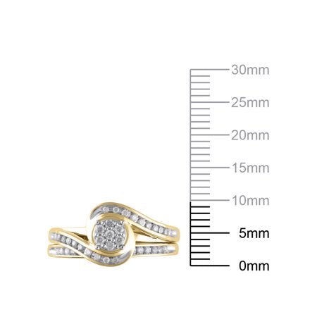1/4 Carat T.W. (I3 clarity, I-J color) Forever Bride Diamond Composite Bridal set in 10K Yellow Gold, Size 7Yellow,