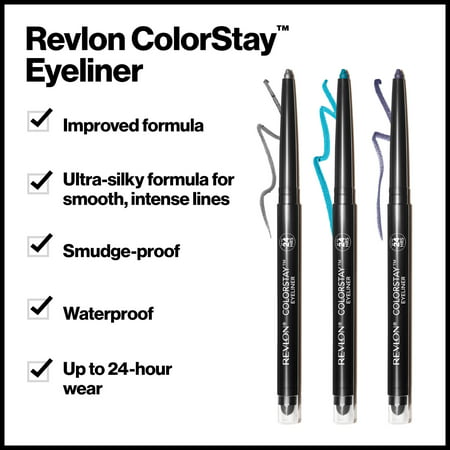 Revlon ColorStay Eyeliner Pencil, 201 Black, 2 PackBlack,