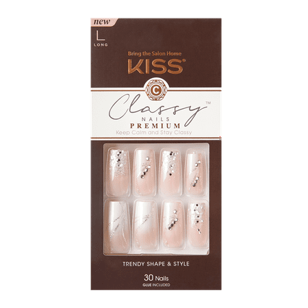 KISS Classy Premium Fake Nails, Stunning!, 30 Count