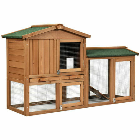 Gymax 58'' Wooden Rabbit Hutch Large Chicken Coop Weatherproof Indoor Outdoor Use