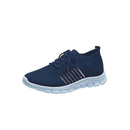 Audeban Womens Comfort Athletic Running Tennis Shoes Knit Light Weight Walking Training Gym SneakersNavy Blue,
