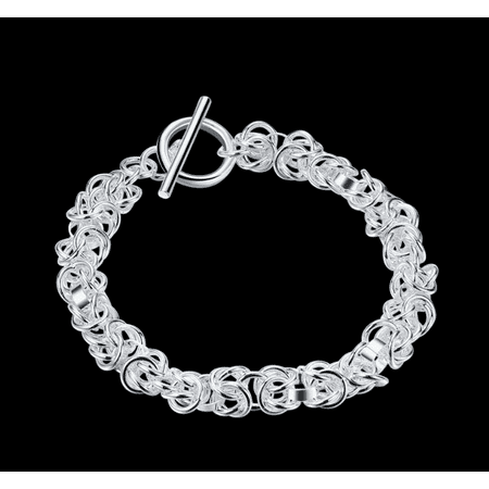 Knotted Links Sterling Silver Toggle Bracelet For WomanSilver,