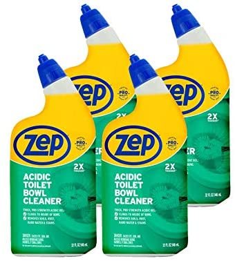 Zep New Acidic Toilet Bowl Cleaner 32 Ounces ZUATBC324 Pack 4 2x thicker than before. linging Formula, 32 Fl Oz Pack of 4