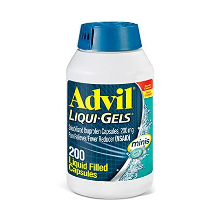 Advil Liqui-Gels minis Pain Reliever and Fever Reducer, Pain Medicine for Adults with Ibuprofen 200mg for Pain Relief - 200 Liquid Filled Capsules