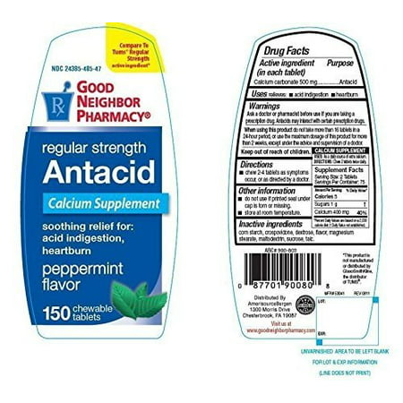 Good Neighbor Pharmacy Antacid Regular Strength (Compare to Tums Regular Strength Active Ingredient)