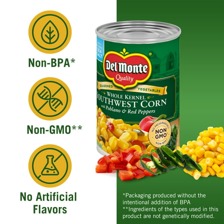 Del Monte Southwest Whole Kernel Corn, 15.25 oz Can