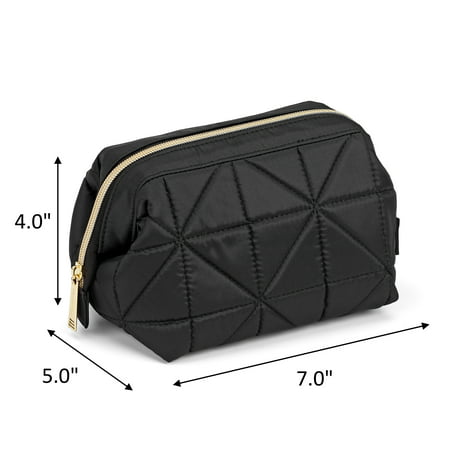 Modella Framed Cosmetic Accessory Case in Quilted Geometric Design & Signature Gold Hardware