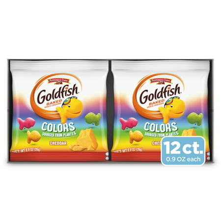 Goldfish Colors Crackers, Snack Pack, 0.9 oz, 12 CT Multi-Pack Tray