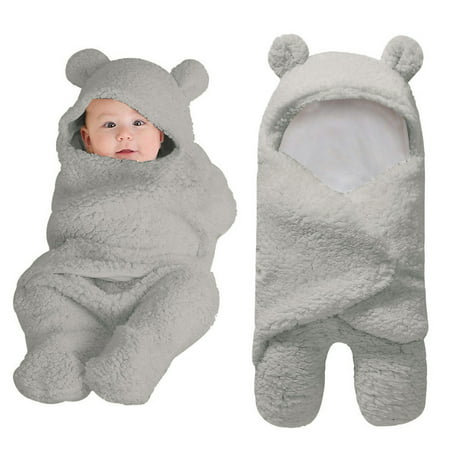 Newborn Baby Cute Cotton Receiving White Sleeping Blanket Boy Girl Wrap SwaddleA-Gray,