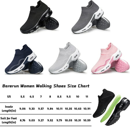 Barerun Womens Slip on Walking Shoes Mesh Air Cushion Platform Sneakers Non Slip Running ShoesDarkgrey,