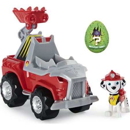 PAW Patrol, Dino Rescue Marshall?s Deluxe Rev Up Vehicle with Mystery Dinosaur Figure