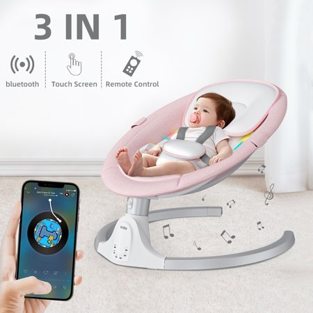 Bioby Baby Swing for Infants - Motorized Portable Swing, Unisex Cradling Swing, Music Speaker with Remote Control, PinkPink,
