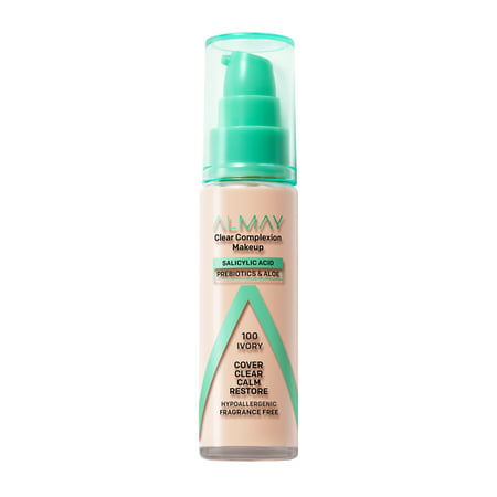 Almay Clear Complexion Foundation, 100 Ivory, 1 fl oz.Ivory,