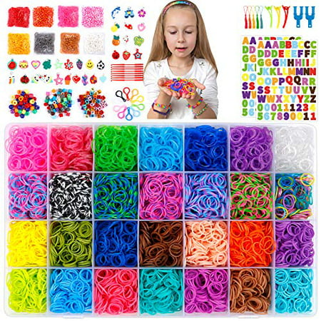 18,980+ Rubber Bands Refill Loom Kit, 37 Colors Loom Bands,1000 S-Clips, 280 Beads, 52 ABC Beads, Tassels, 10 Backpack Hooks, Crochet Hooks and ABC Stickers