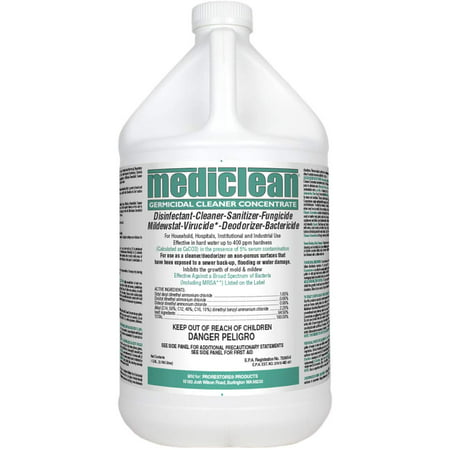 Mediclean Germicidal Cleaner Concentrate, Disinfectant, Sanitizer, Deodorizer, Fungicide, Mildewstat, Virucide, Lemon Scent, Hospitals, Industrial, Household, Inhibits Mold and Mildew (4 Gallons)