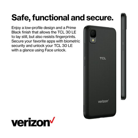 Verizon TCL 30 LE 4G LTE, 32 GB, Black - Prepaid Smartphone