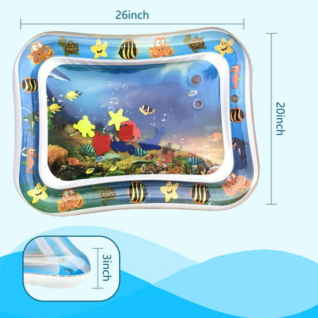 Meidong Tummy Time Baby Water Mat, Inflatable Infant Baby Toys for 3 6 12 Months,Fun Activity Center Play Mat Gift for Boy & Girl Newborn Early Sensory Development BPA-Free