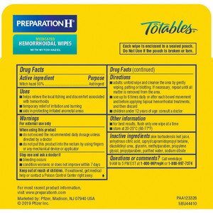 Preparation H Totables Irritation Relief Wipes 10 Each (Pack of 2)