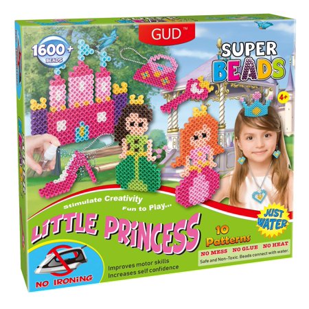 Kids DIY Water Fuse Non Iron Super Beads Girls Arts and Crafts Toy Set. Girls Indoor Activity Fun Project Little Princess Crafts Kit for Girls. Birthday Gift Age 4 5 6 7 8 9 Year Old Girl Perler Beads