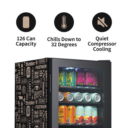 Newair Beers of the World Custom Freestanding 126 Can Beverage Refrigerator