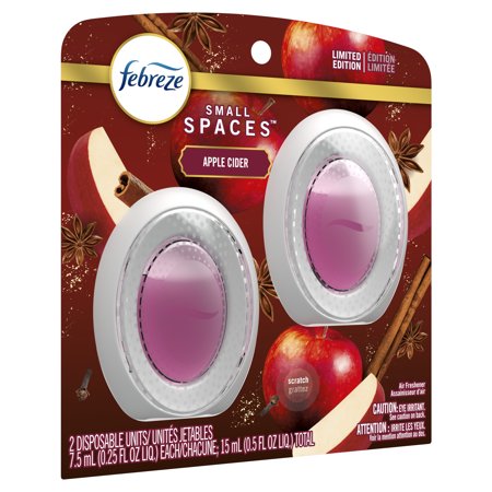 Febreze Small Spaces Holiday Air Freshener Apple Cider Scent, .25 oz each, Pack of 2