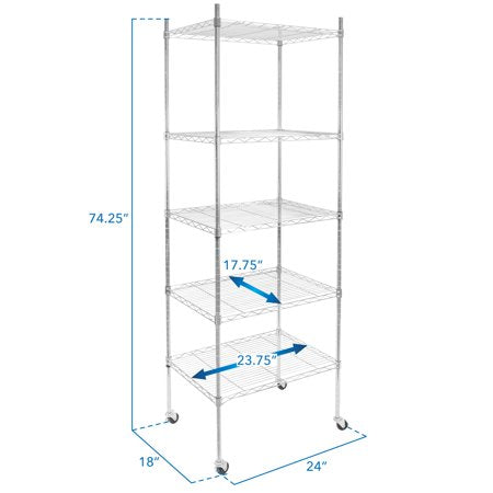 Mount-It! 5 Tier Wire Shelving with Wheels