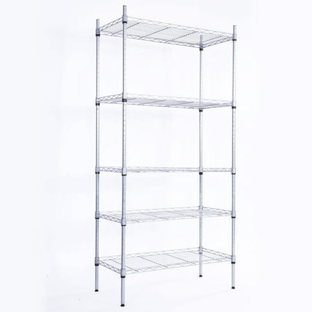 Ktaxon 5-Tier Wire Shelving Unit, Steel Storage Rack for Office Kitchen 30" W x 14" D x 60" H, Silver, 5-Tier