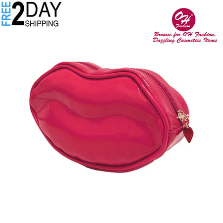 OH Fashion Cosmetic Bag Glamorous Smooch Pink Women Makeup Bag Lip Style Medium SizePink Scandal,