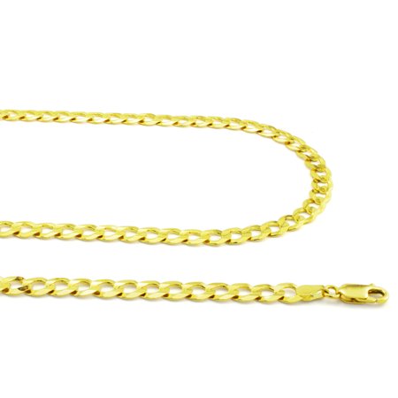 Nuragold 14k Yellow Gold 6mm Solid Cuban Curb Link Chain Pendant Necklace, Mens Womens with Lobster Clasp 16" - 30"