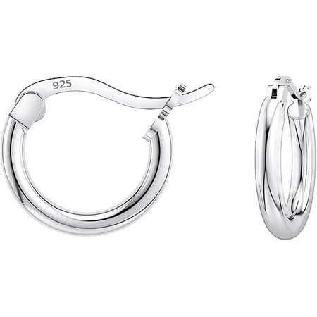 Savlano 925 Sterling silver Round Hoop Earrings for Women, Girls & Men Comes in 10MM-25MM, 10 mm