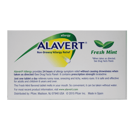 Alavert Quick Dissolving Non-Drowsy Allergy Relief Tabs Fresh Mint 60 Count Pack of 4