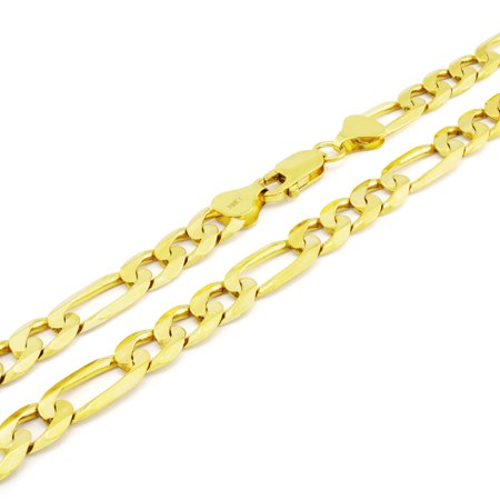 Nuragold 10k Yellow Gold 8mm Figaro Chain Link Bracelet, Mens Jewelry Lobster Clasp 8" 8.5" 9"