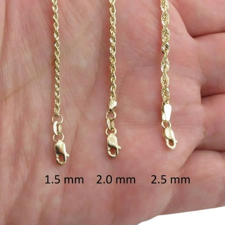 14k Yellow Gold Diamond Cut Unisex Rope Chain 16" 18" 20" 22" 24"