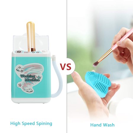 DOTSOG Mini Electric Makeup Brush Cleaner Makeup Sponge Washing Machine Dollhouse Toy Cosmetic Brush Powder Puff Washer Beauty Cleaning Makeup Tool, Green