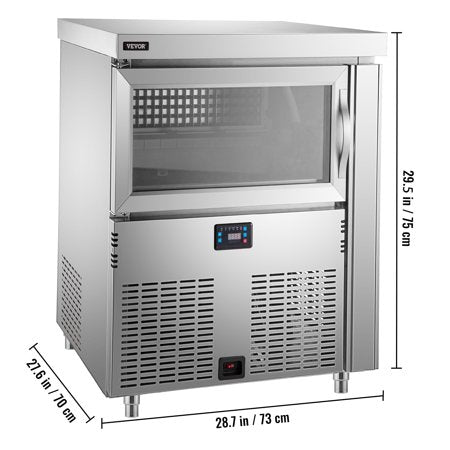 VEVOR 110V Commercial Ice Maker 200LBS/24H, Stainless Steel Under Counter Ice Machine with 100LBS Storage, 80PCS Clear Cube, Auto Operation, Blue Light, Include Water Filter, 2 Scoops, Connection Hose, 200 lbs/24h