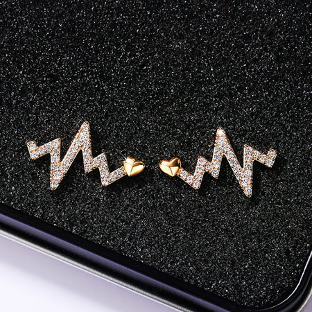 jewelry for women Fashion Style Ladies Heartbeat Fashion Jewelry Gift Necklace EarringsGold,
