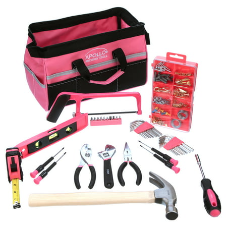 Apollo Precision Tools DT0020P 201-Piece Household Tool Kit in Tool Bag, Pink