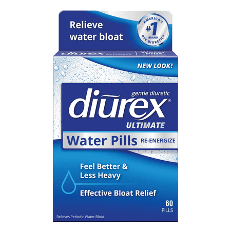 Diurex Ultimate Re-energizing Water Pills - Maximum Strength Diuretic - Relieve Water Bloat - 60 Count