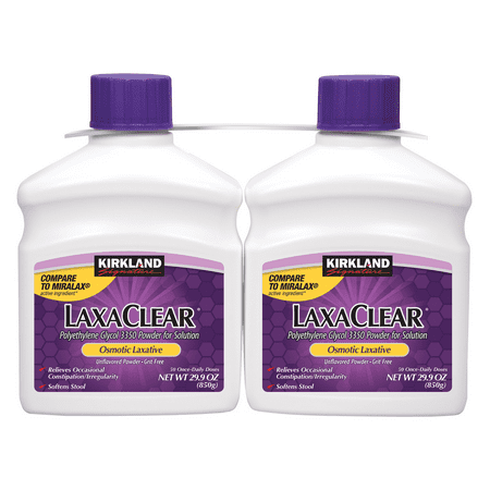 Laxaclear laxative, 100 Doses Compare to MiraLAX Active Ingredient treat occasional constipation