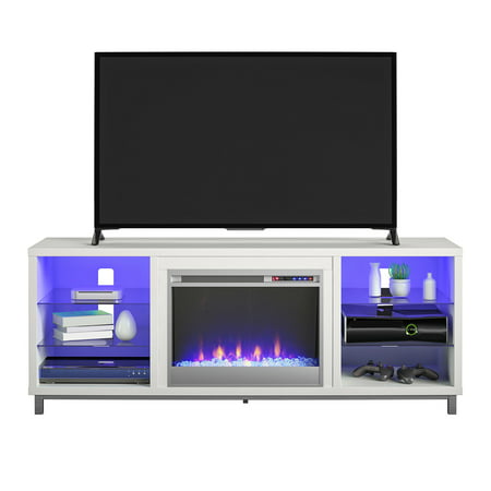 Ameriwood Home Lumina Fireplace TV Stand for TVs up to 70", 65" Stand, White, White, For TVs up to 70"