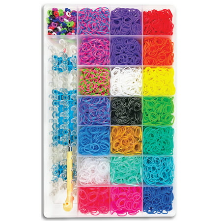 Rainbow Loom- MEGA Combo Set Features, 7,000 High Quality, Latex Free Rubber Bands, 3000 C-Clips, 21 Different Colors, 12 Gift Bags, Carrying Case, Long Lasting Craft, Ages 7 and Up