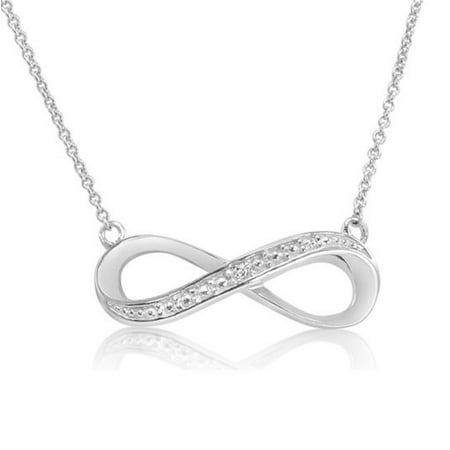 Diamond Infinity Necklace in 925 Sterling Silver 18 Inches long