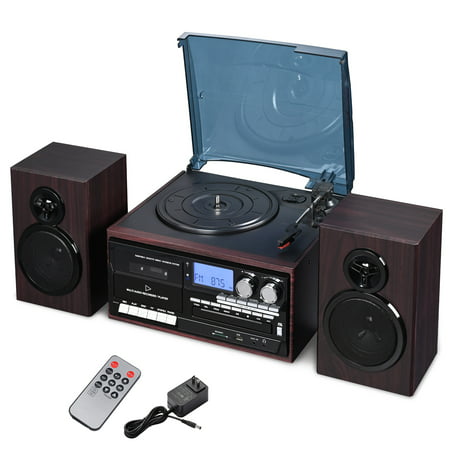 Yescom Bluetooth Record Player with 2 Speakers 3-Speed Stereo Turntable Remote Control Audio Music Player
